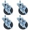 Bk Resources 4-inch Threaded Stem Casters, GY Rubber Wheels, Brake, 300lb Cap, Oil/Grease/Water Resistant, 4PK 4SBR-4ST-GR-PS4 - alternate 1